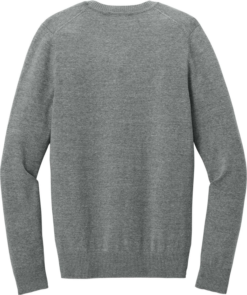 Front View of MdHtGrey Port Authority Women's Easy Care V-Neck Sweater LSW2850