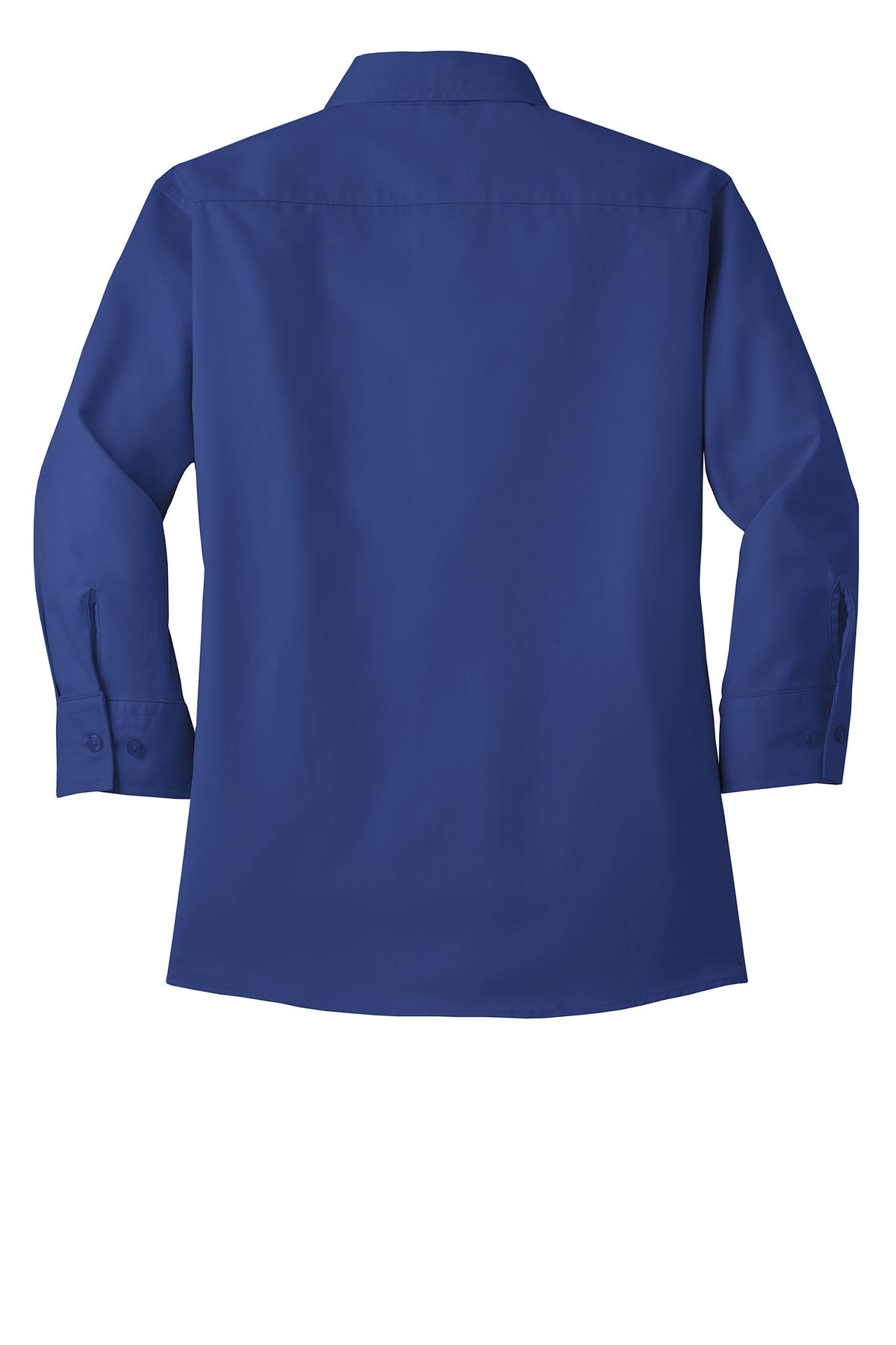 Front View of Med. Blue Port Authority Women's 3/4-Sleeve Easy Care Shirt. L612