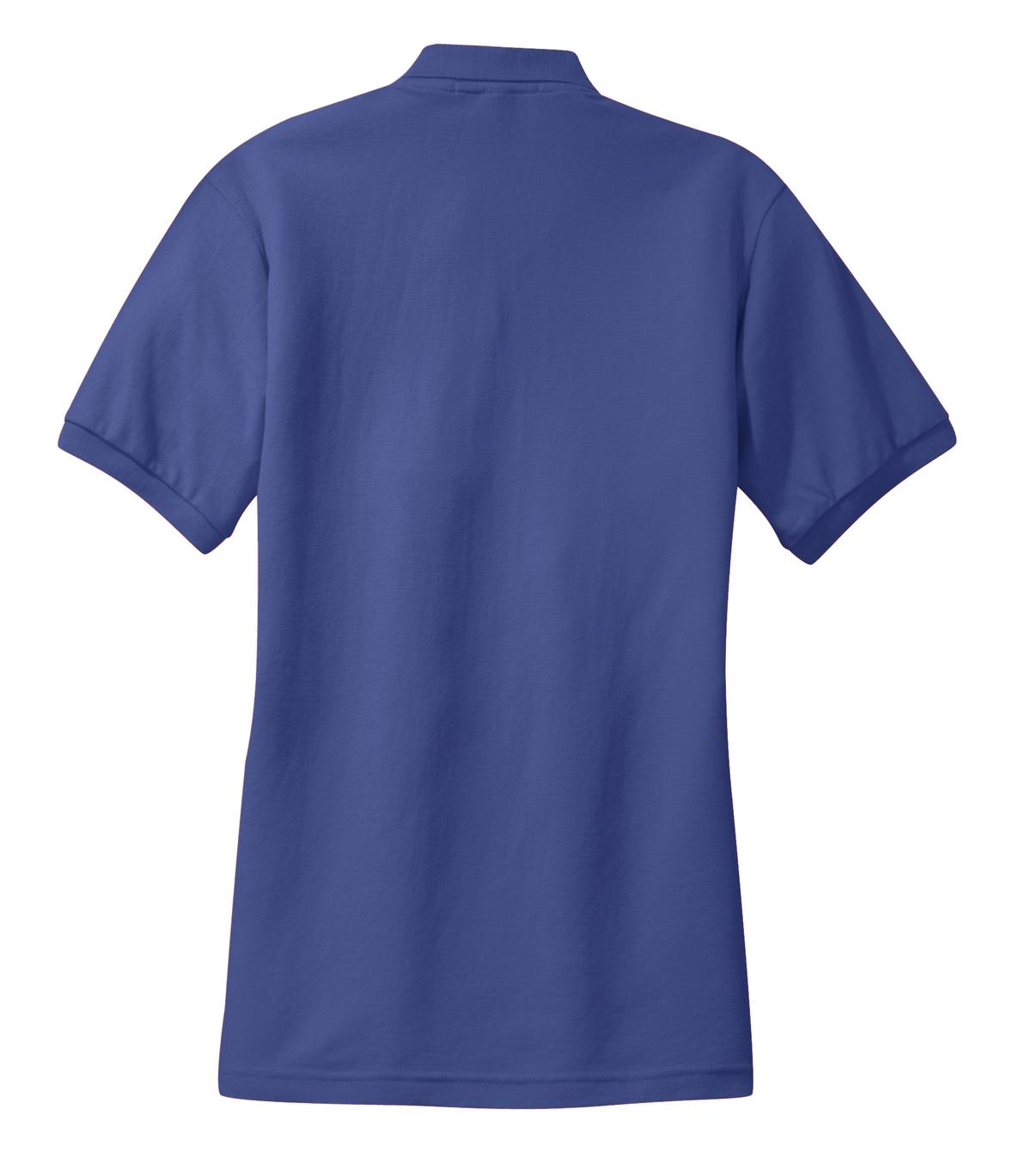 Rear View of Med. Blue Port Authority Women's Silk Touch Polo. L500