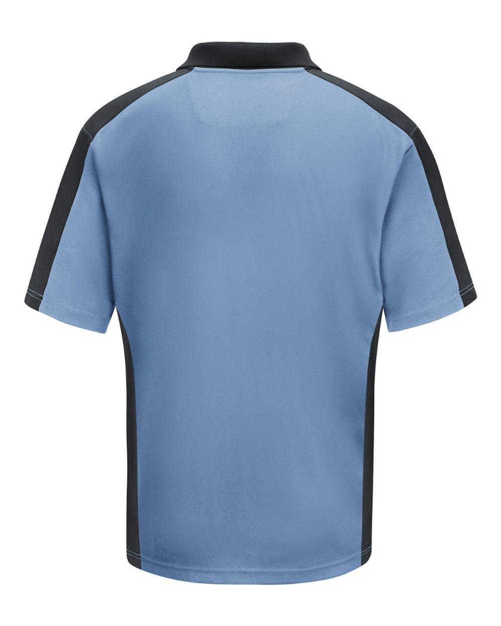 Front View of Medium Blue/ Charcoal Short Sleeve Performance Knit Two Tone Polo - SK54