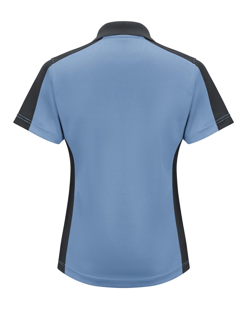 Front View of Medium Blue/ Charcoal Women's Short Sleeve Performance Knit Two-Tone Polo - SK53
