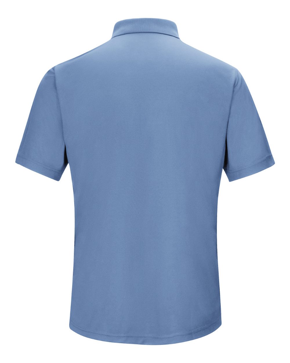 Front View of Medium Blue Short Sleeve Performance Knit Gripper-Front Polo - SK74