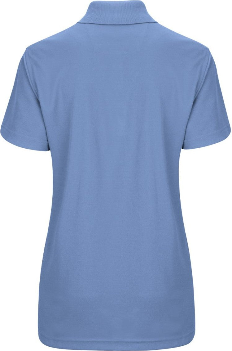 Front View of Medium Blue Women's Short Sleeve Performance Knit Pocketless Core Polo - SK97