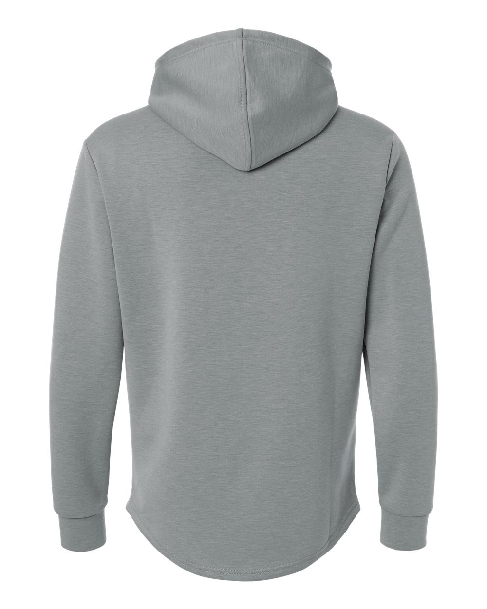 Rear View of Medium Grey Heather Men's Hawthorne Tech Hooded Sweatshirt - SWM00J007 plain