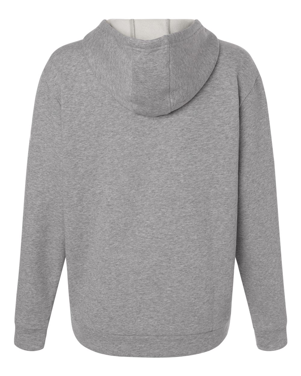 Rear View of Medium Grey Heather/ White Women's Fleece Hooded Sweatshirt - AT204 plain