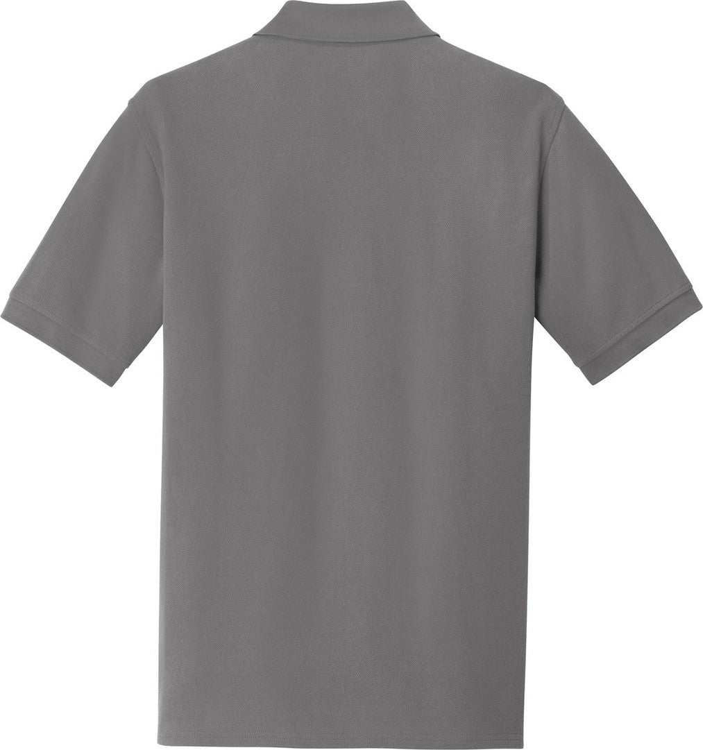 Front View of Medium Grey Port & Co Combed Ring Spun Pique Polo. KP1500