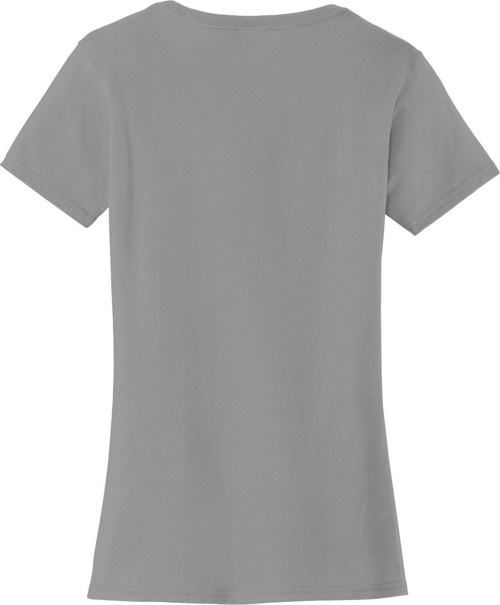 Rear View of Medium Grey Port & Co Women's Fan Favorite Tee. LPC450
