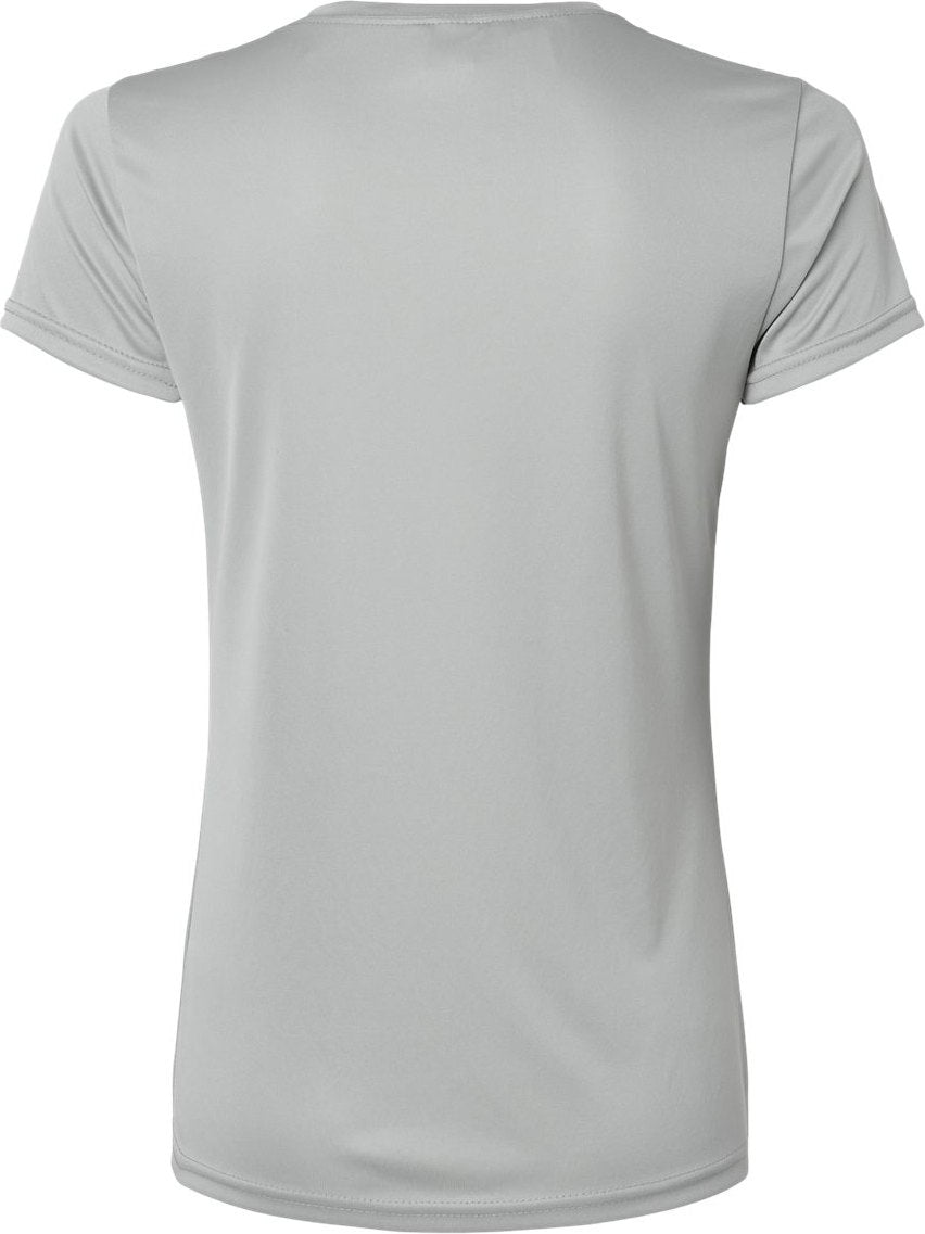 Rear View of Medium Grey Women's Vera V-Neck T-Shirt - 203