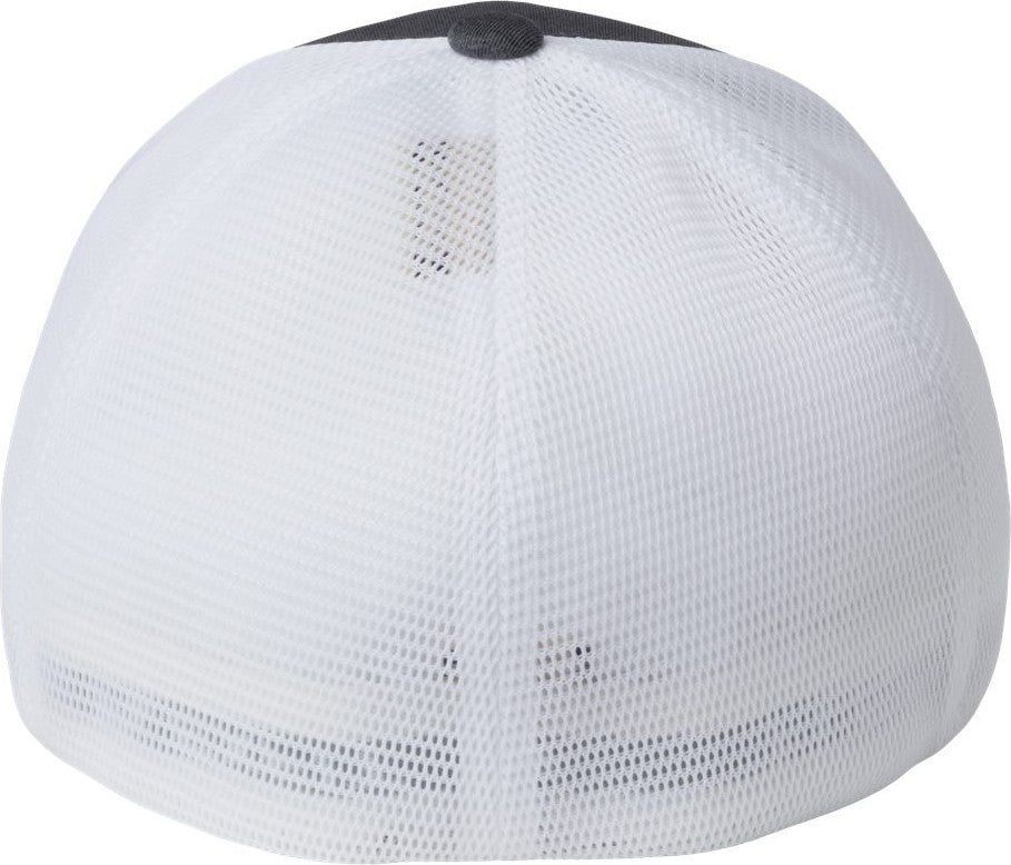 Rear View of Melange Dark Grey/ White Unipanel™ Trucker Cap - 5511UP