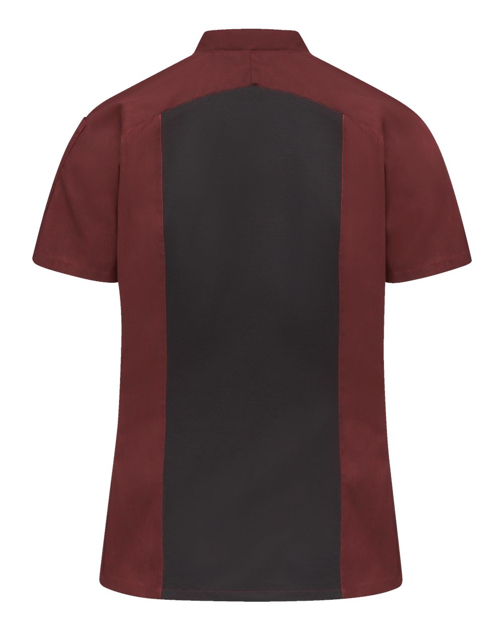 Front View of Merlot Heather/ Black Mesh Women's Airflow Raglan Chef Coat - 051W