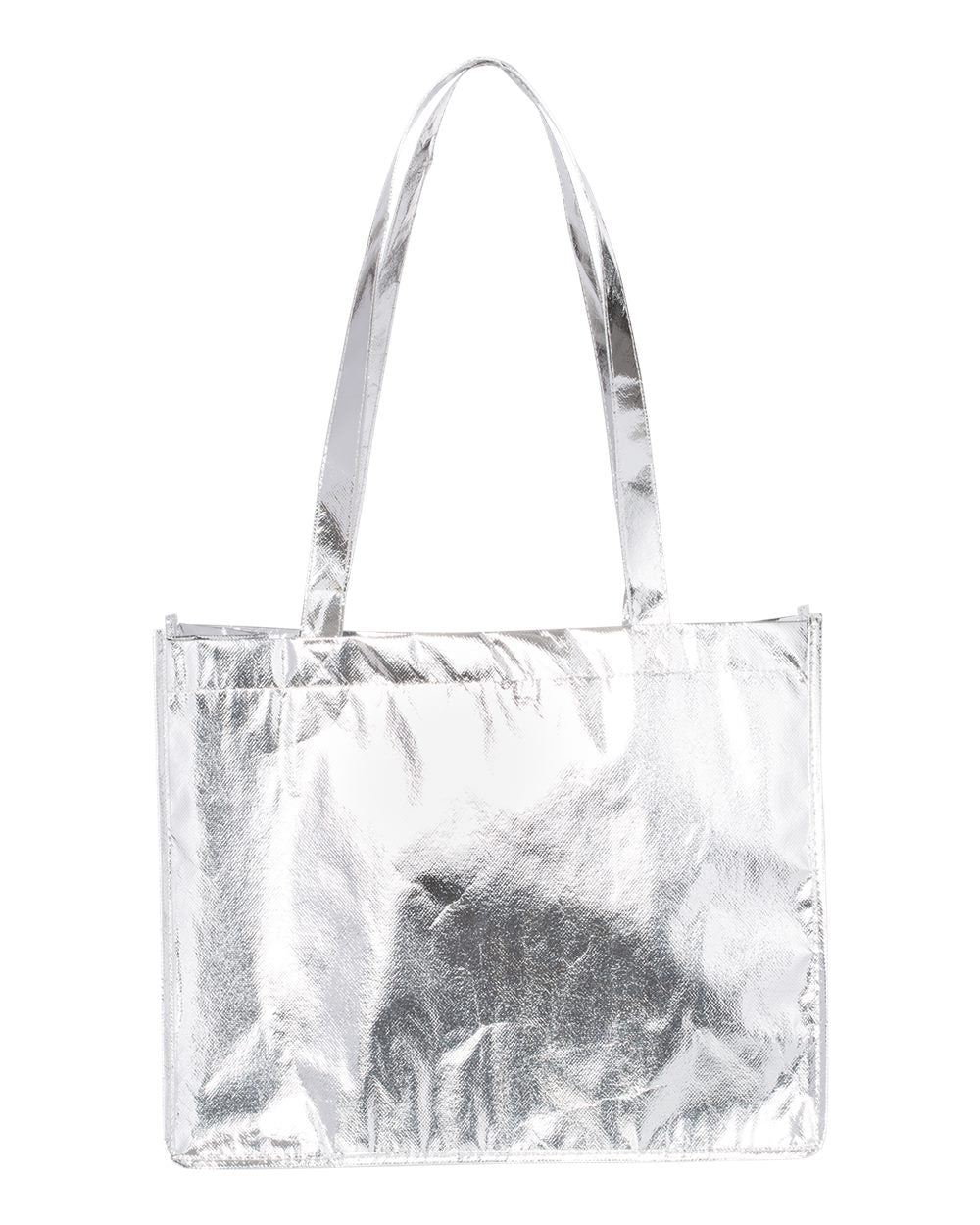 Rear View of Metallic Silver Metallic Large Tote - A134M