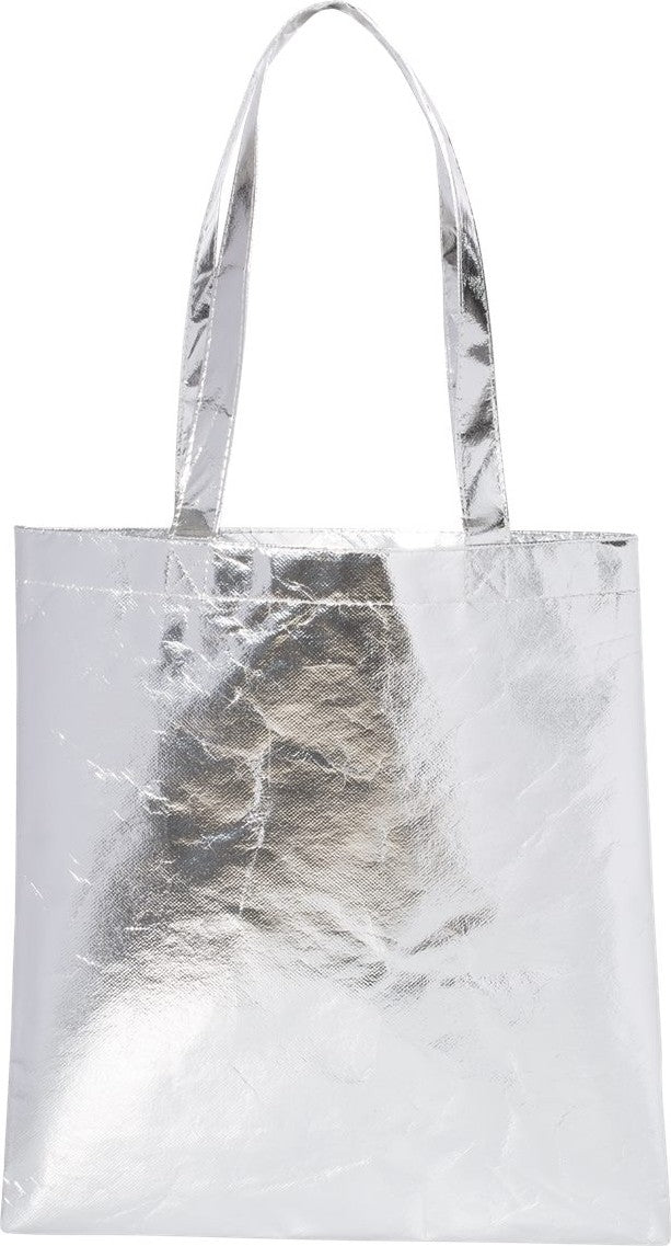 Rear View of Metallic Silver Metallic Tote - FT003M
