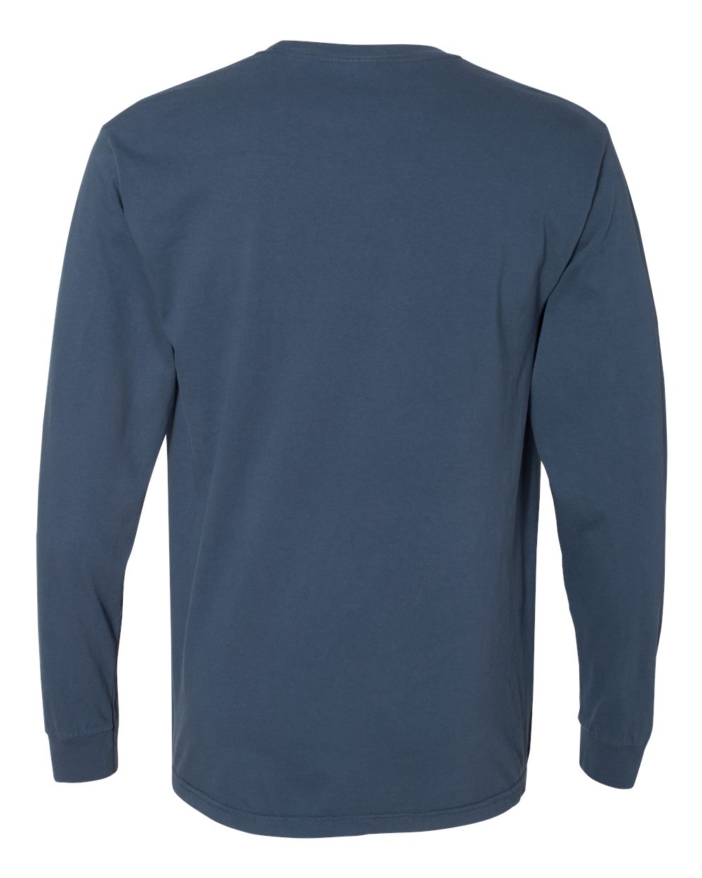 Front View of Midnight Garment-Dyed Heavyweight Long Sleeve Pocket T-Shirt - 4410