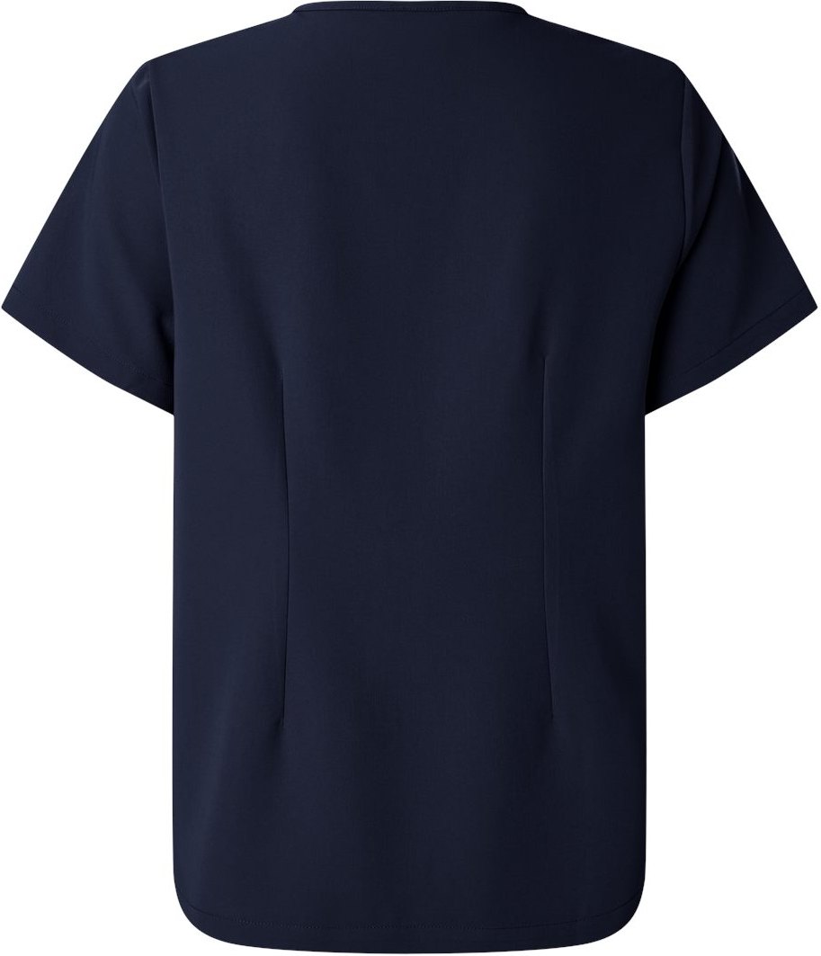 Front View of Midnight Navy Women's Rhena Essential 1-Pocket Scrub V-Neck Top - W10001