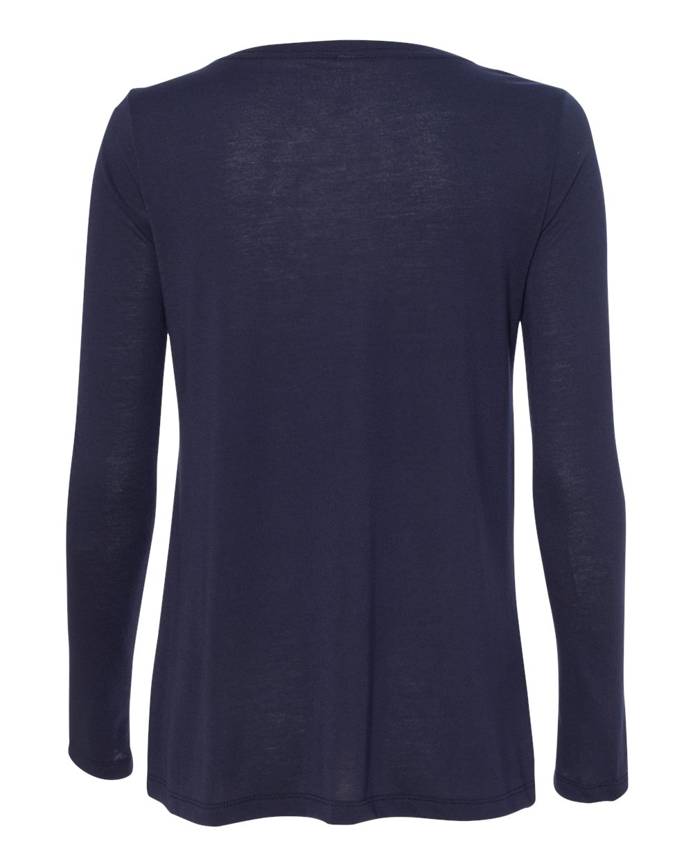 Rear View of Midnight Women&#39;s Flowy Long Sleeve V-Neck Tee - 8855