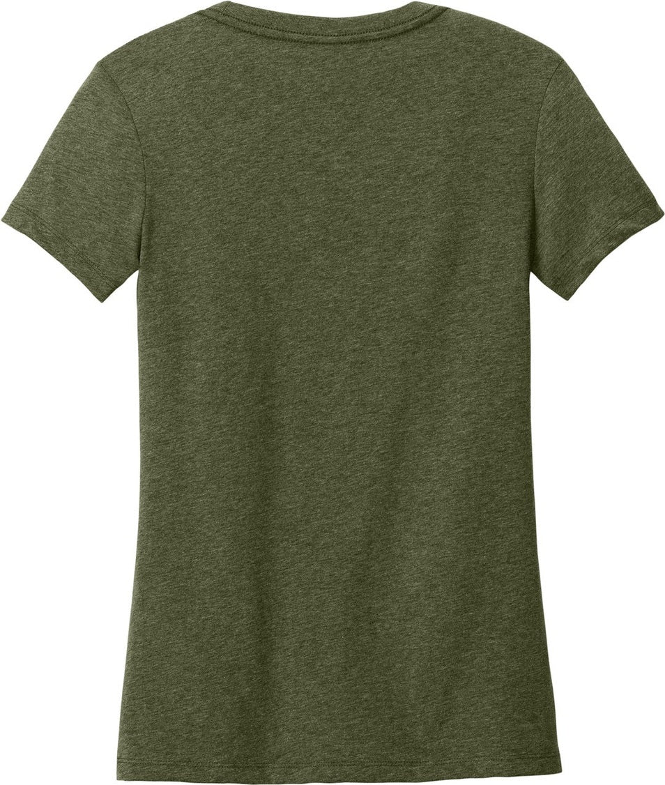 Front View of MilGrnHtr District Women's Perfect Weight CVC Tee DT188