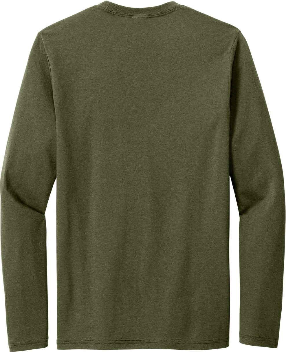Rear View of MilGrnHtr Port & Co Tri-Blend Long Sleeve Tee. PC330LS