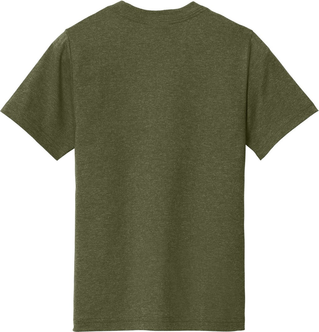 Front View of MilGrnHtr Port & Co Youth Tri-Blend Tee PC330Y