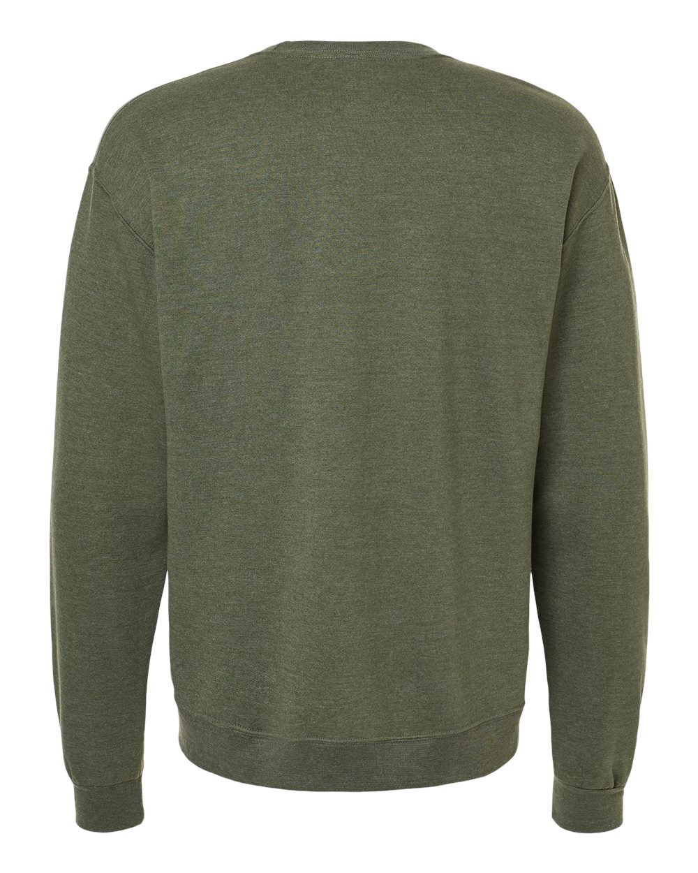 Rear View of Military Green Heather Ultimate CVC Crewneck Sweatshirt - IC48MR