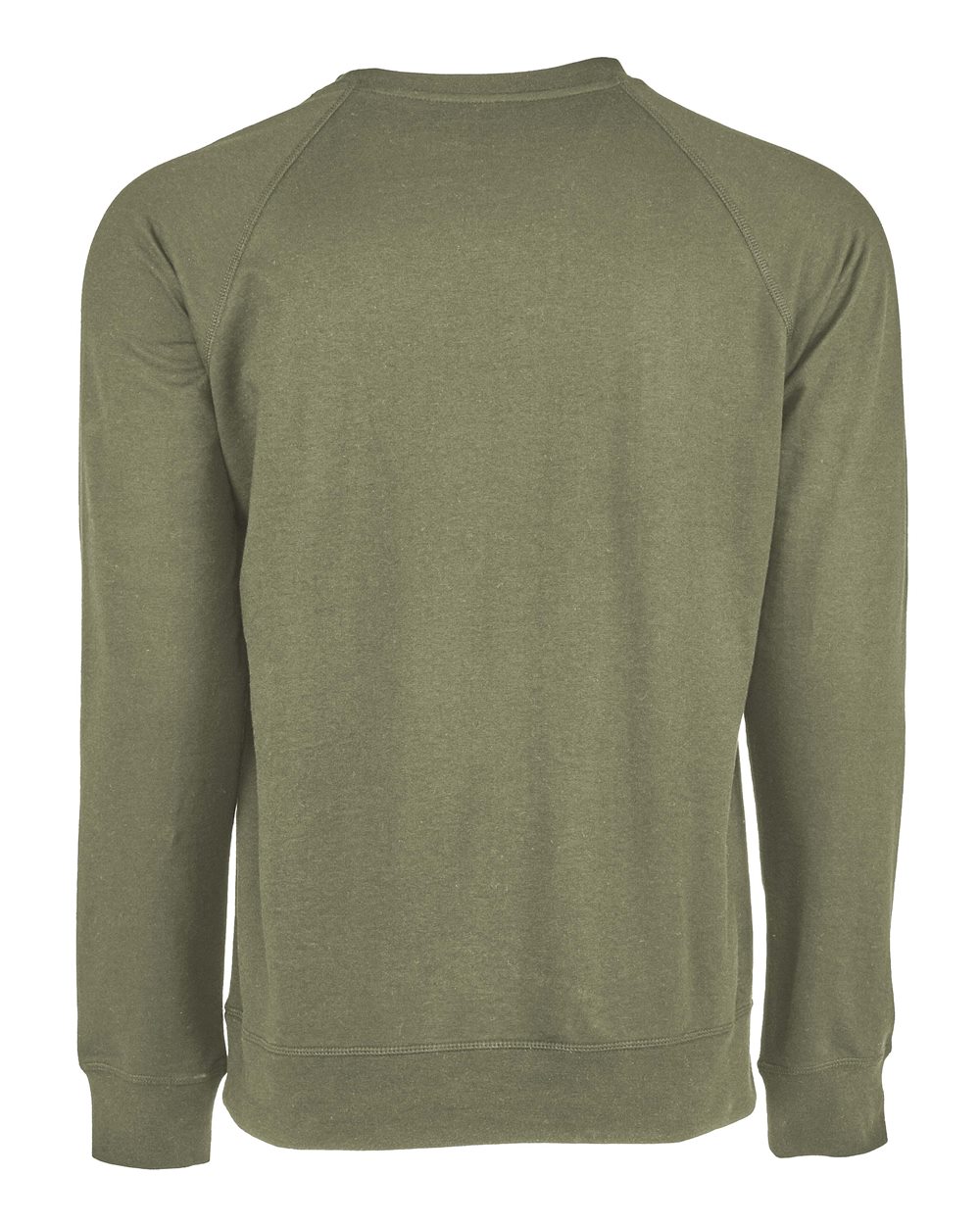 Rear View of Military Green Laguna Raglan Crewneck Sweatshirt - 9000
