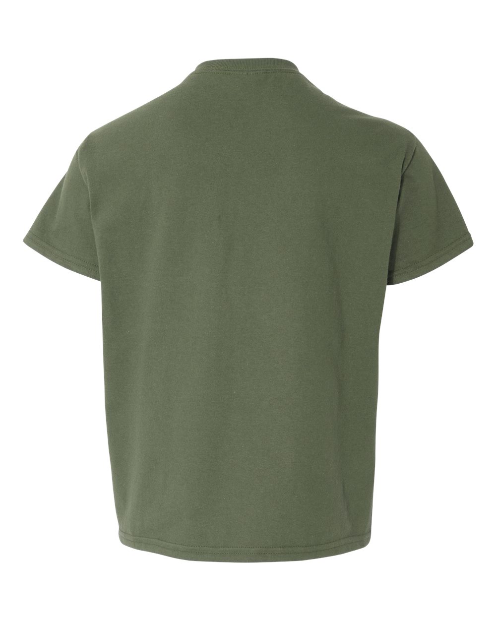 Rear View of Military Green Light Cotton Youth T-Shirt - 3000B