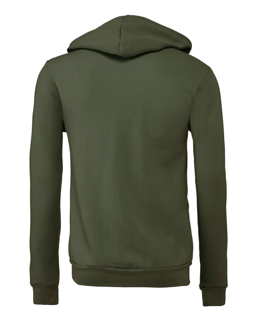 Front View of Military Green Sponge Fleece Full-Zip Hoodie - 3739