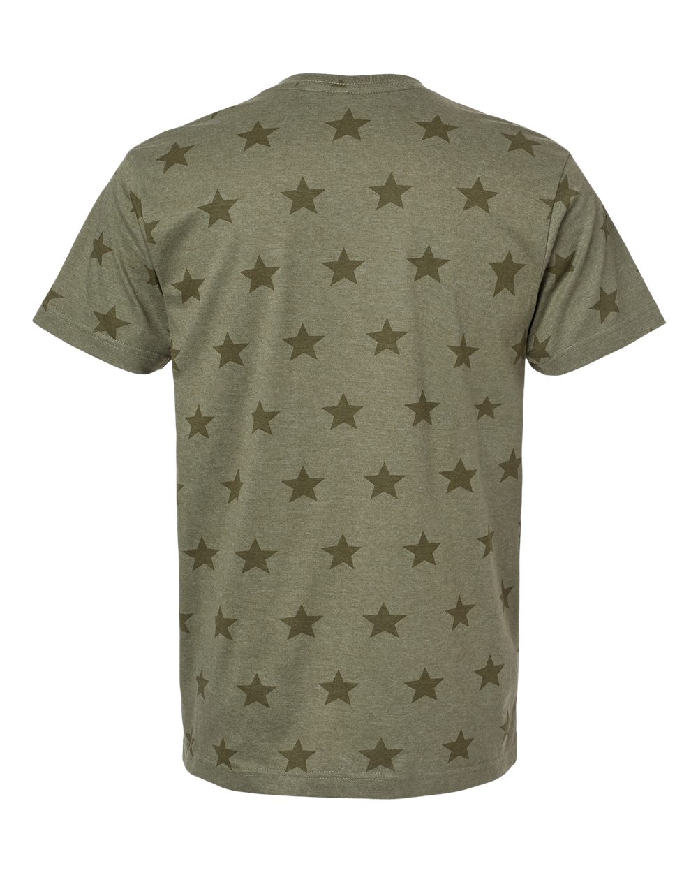 Front View of Military Green Star Star Print Tee - 3929