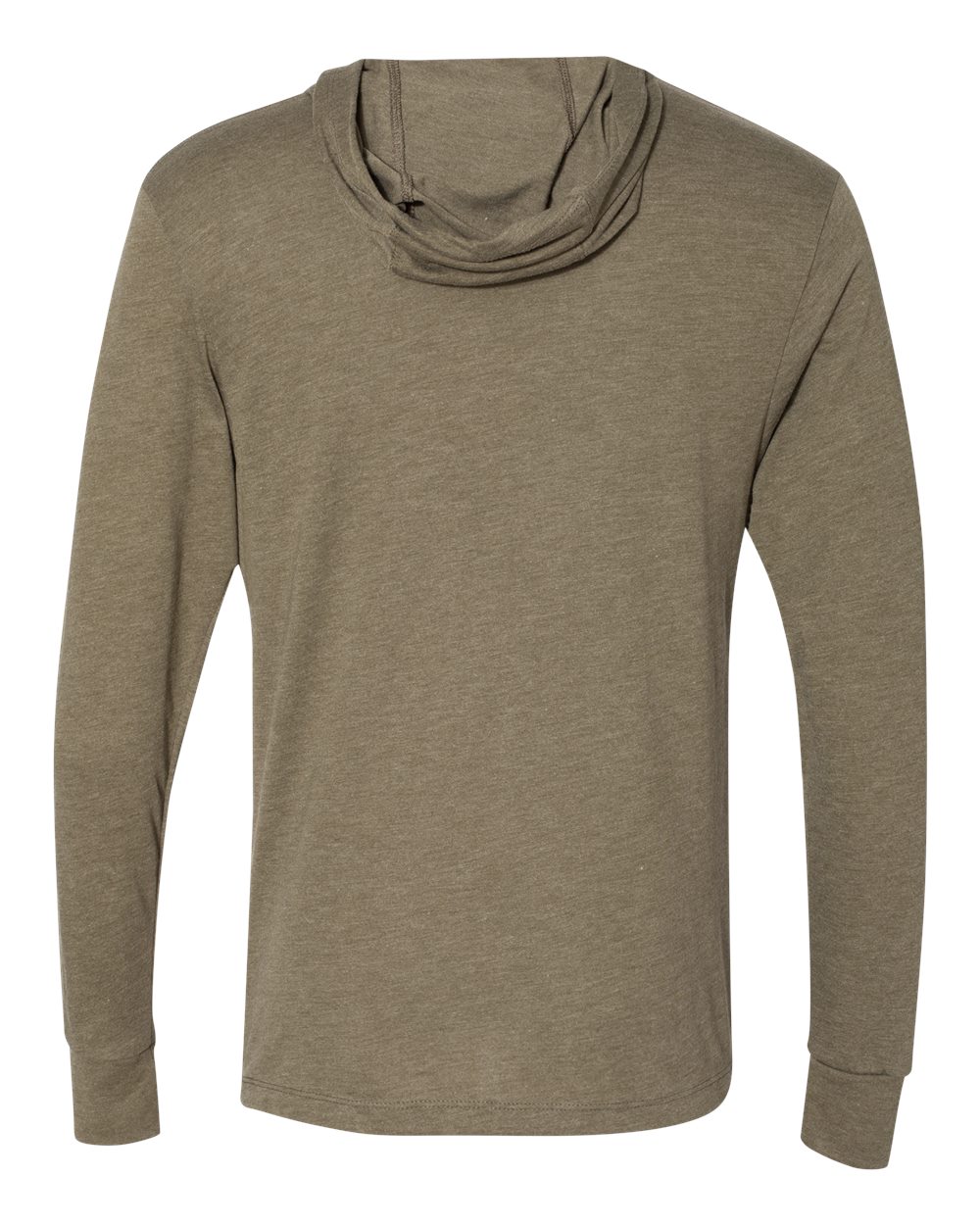 Front View of Military Green Triblend Hooded Long Sleeve Pullover - 6021