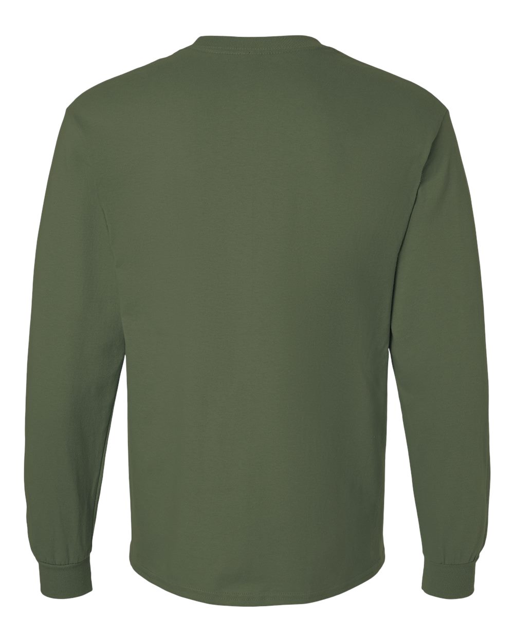 Front View of Military Green Ultra Cotton® Long Sleeve T-Shirt - 2400