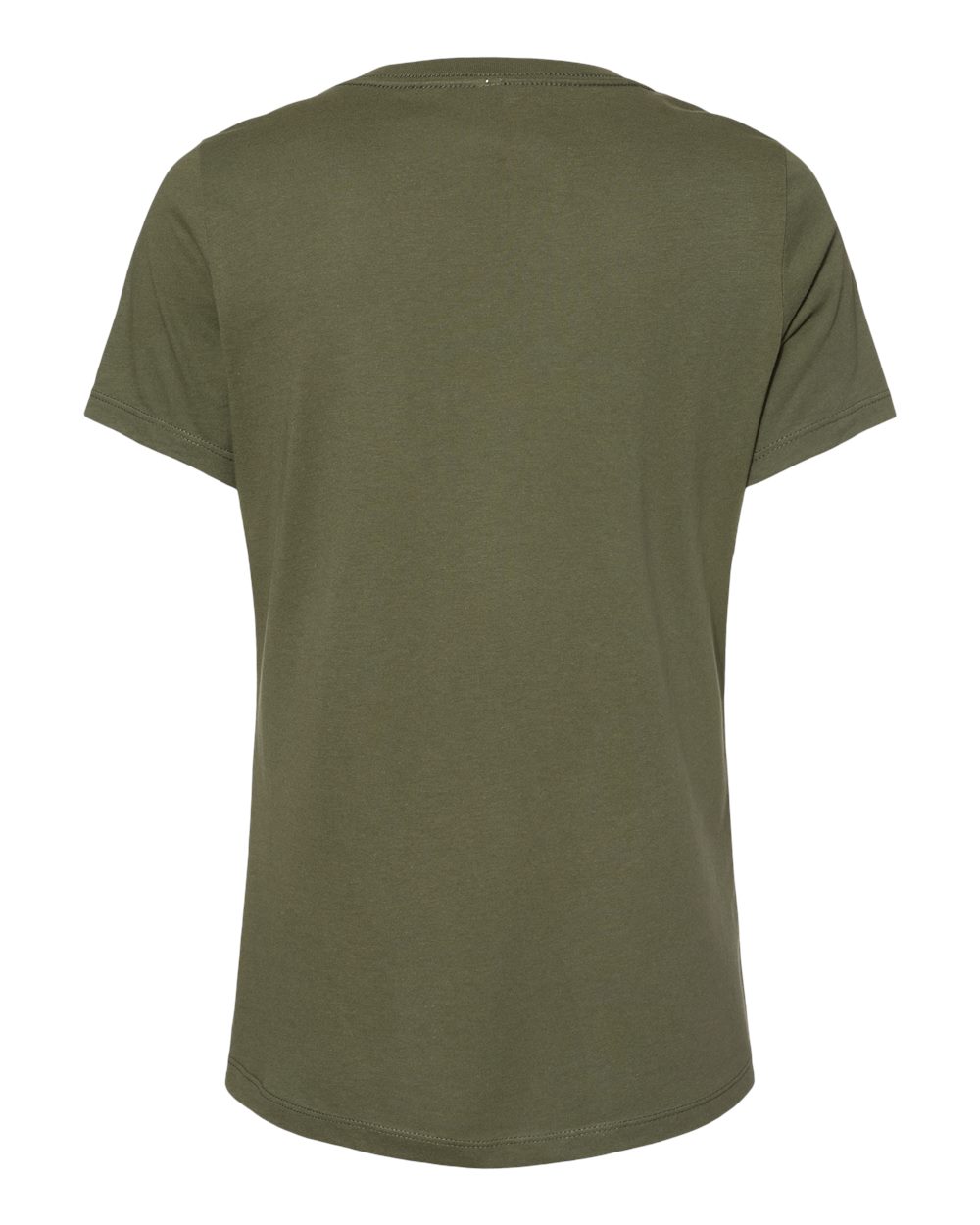 Front View of Military Green Women’s Relaxed Jersey V-Neck Tee - 6405