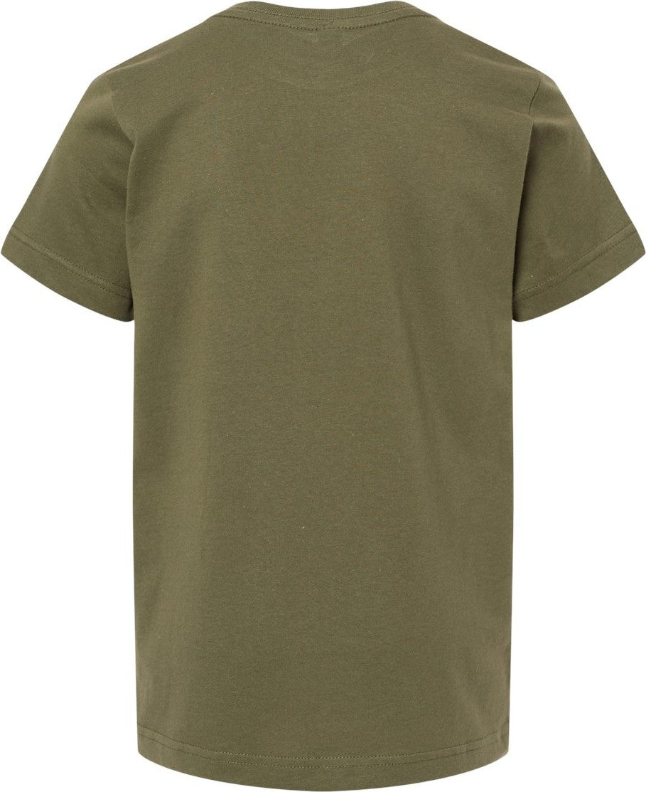 Front View of Military Green Youth Fine Jersey Tee - 6101