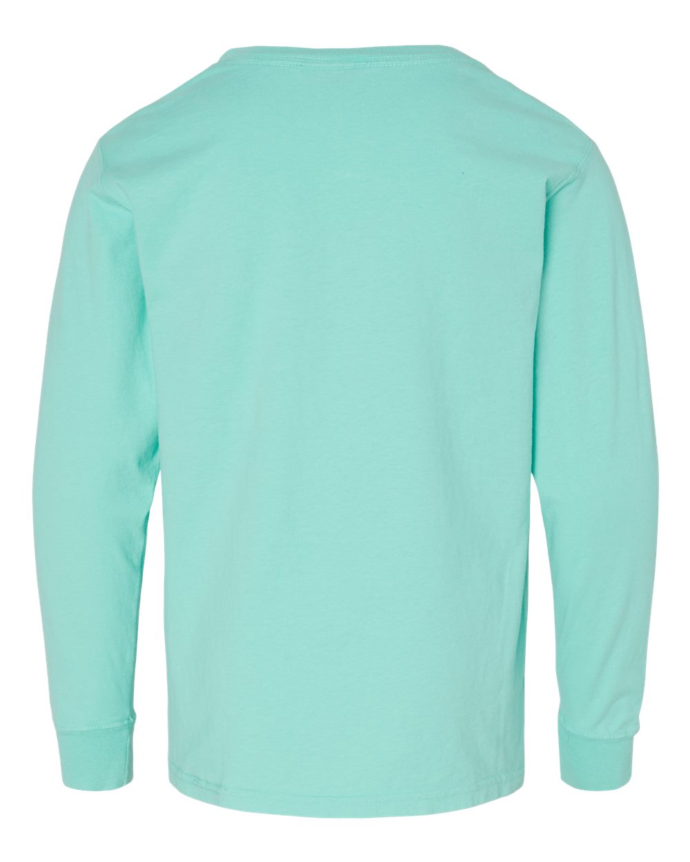 Front View of Mint Garment-Dyed Youth Long Sleeve T-Shirt - GDH275