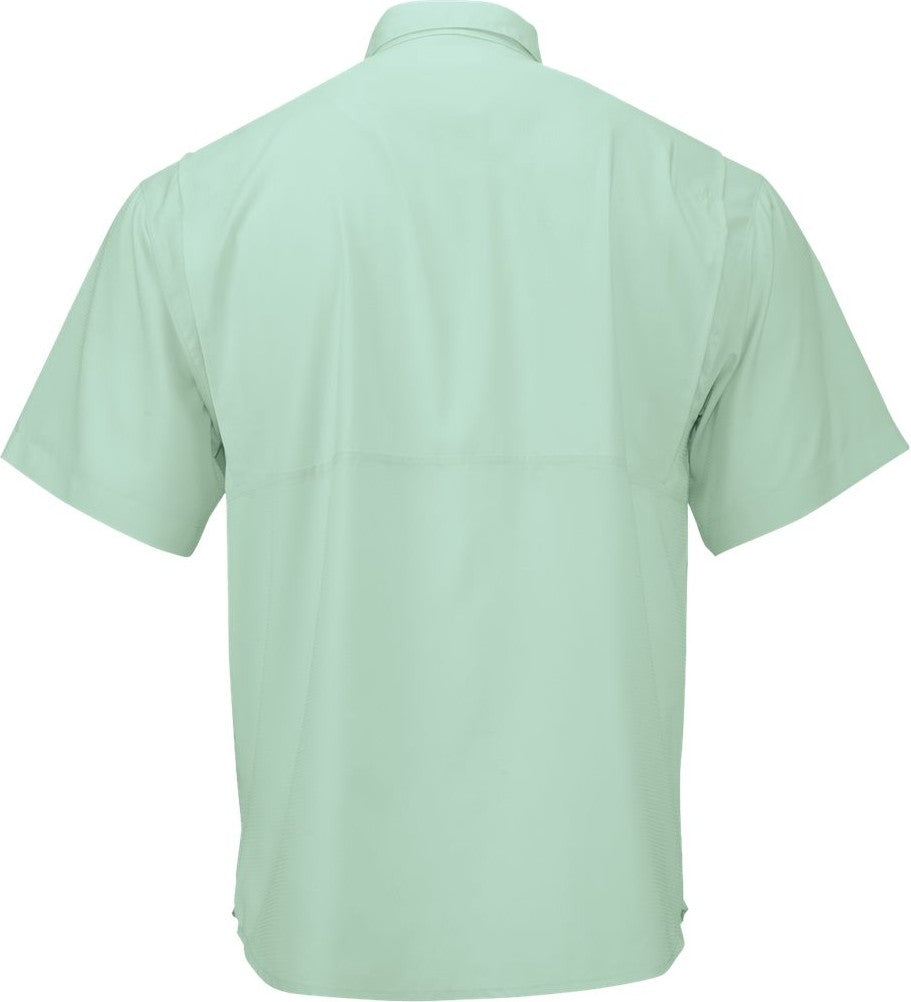 Rear View of Mint Green Hatteras Performance Short Sleeve Fishing Shirt - 700