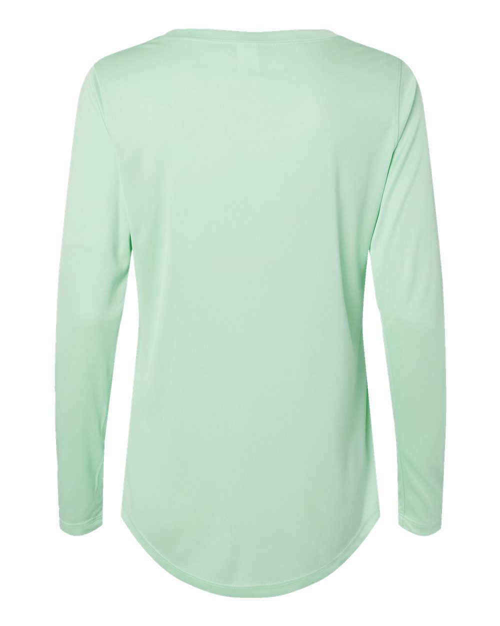 Front View of Mint Green Women's Long Islander Performance Long Sleeve T-Shirt - 214