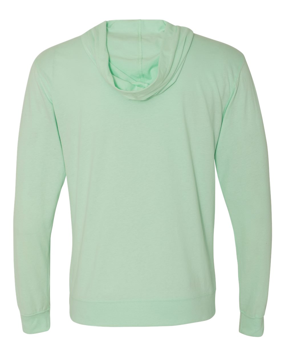 Front View of Mint Sueded Long Sleeve Hooded Full Zip T-Shirt - 6491
