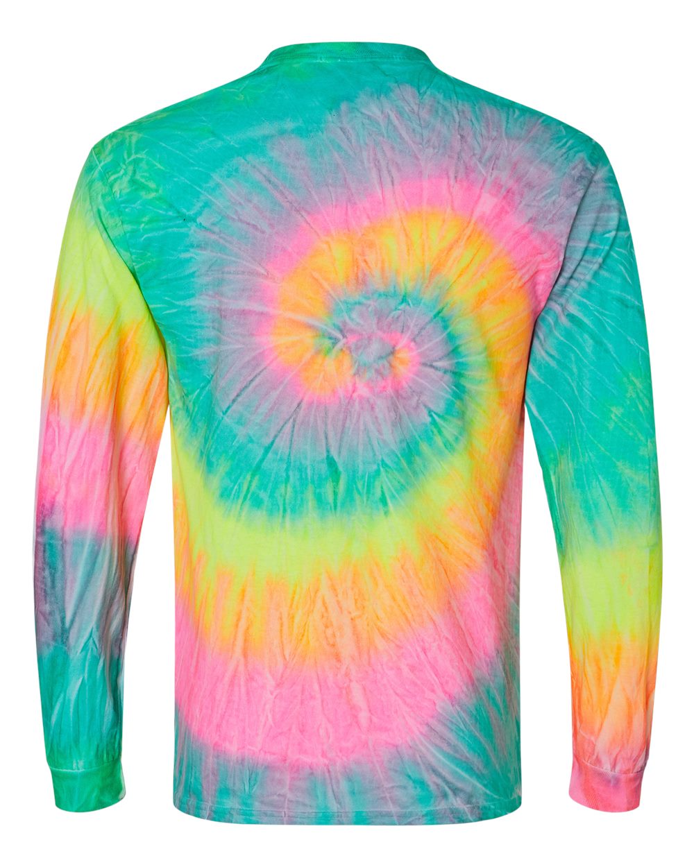 Front View of Minty Rainbow Tie-Dyed Long Sleeve T-Shirt - 2000