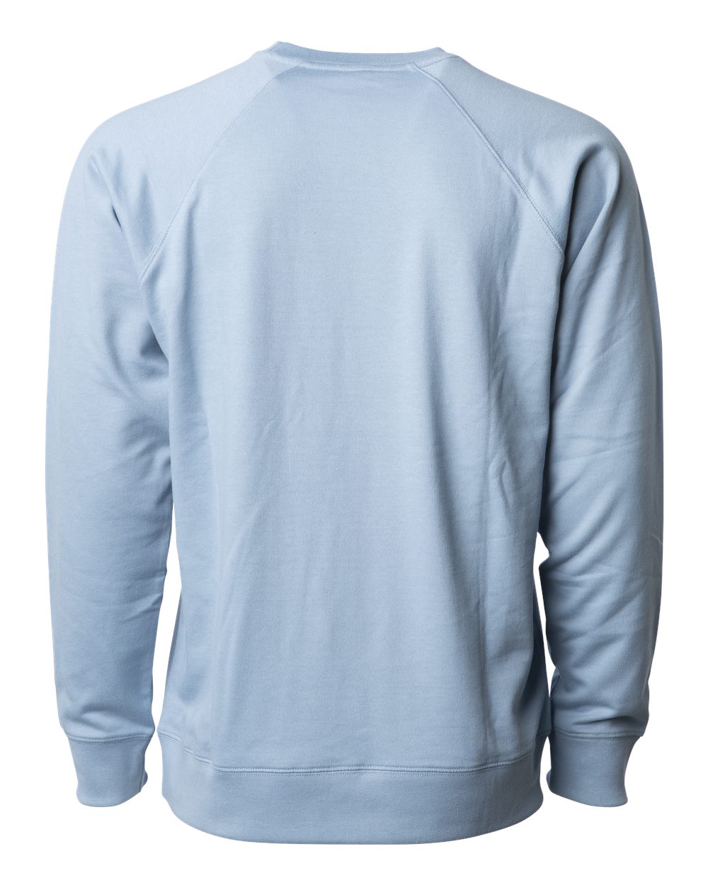 Rear View of Misty Blue Icon Lightweight Loopback Terry Crewneck Sweatshirt - SS1000C