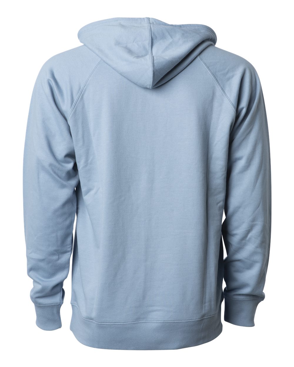 Front View of Misty Blue Icon Lightweight Loopback Terry Hooded Sweatshirt - SS1000
