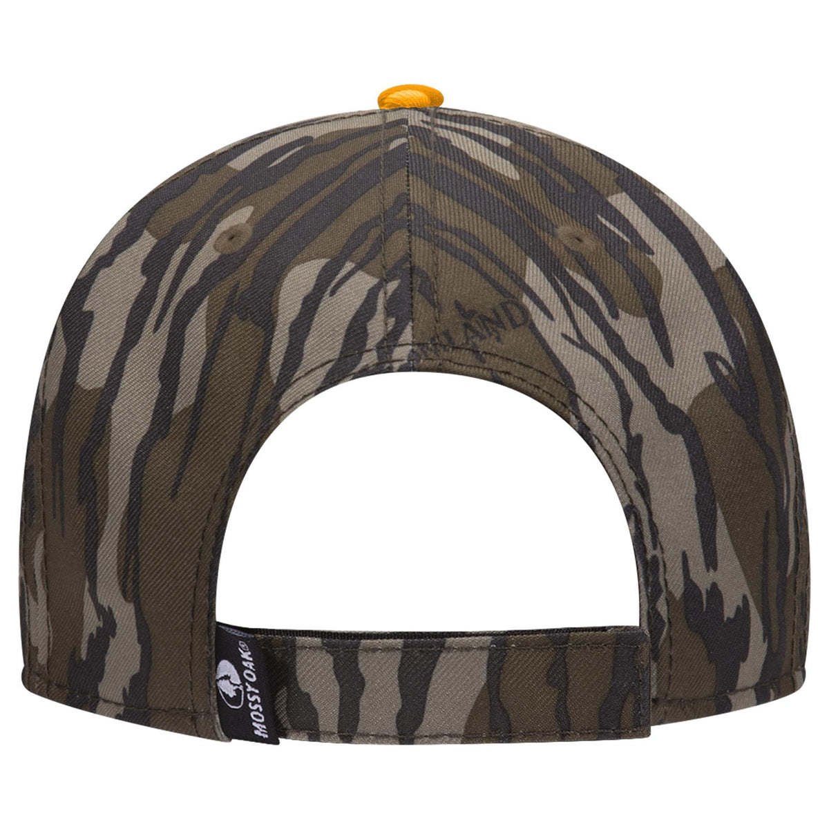 Rear View of MO11 - Bottomland OTTO CAP Mossy Oak Camouflage Sandwich Visor 6 Panel Low Profile Baseball Cap