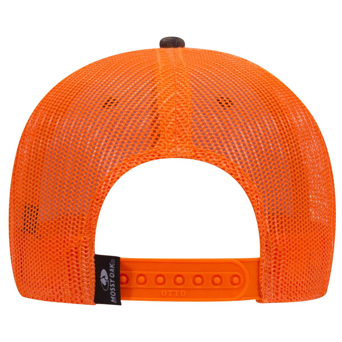 Rear View of MO209 - Break Up Country/N.Org OTTO CAP Mossy Oak Camouflage 6 Panel Low Profile Mesh Back Trucker Hat