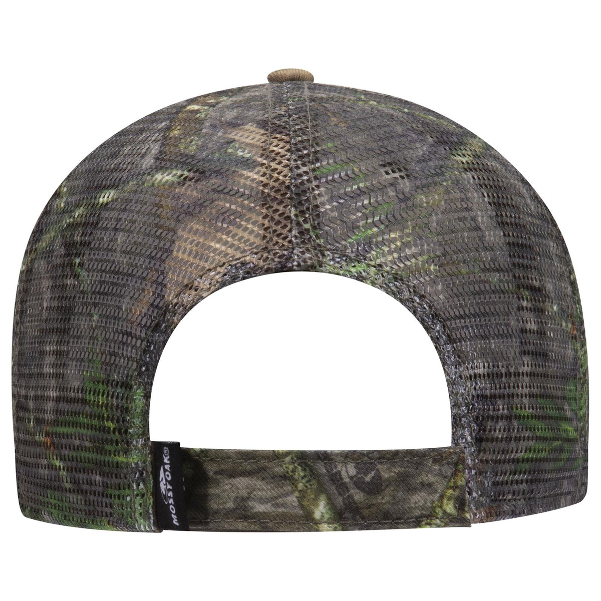 Rear View of MO3 - Obsession OTTO CAP Mossy Oak Camouflage Superior Polyester Twill 6 Panel Low Profile Mesh Back Trucker Hat