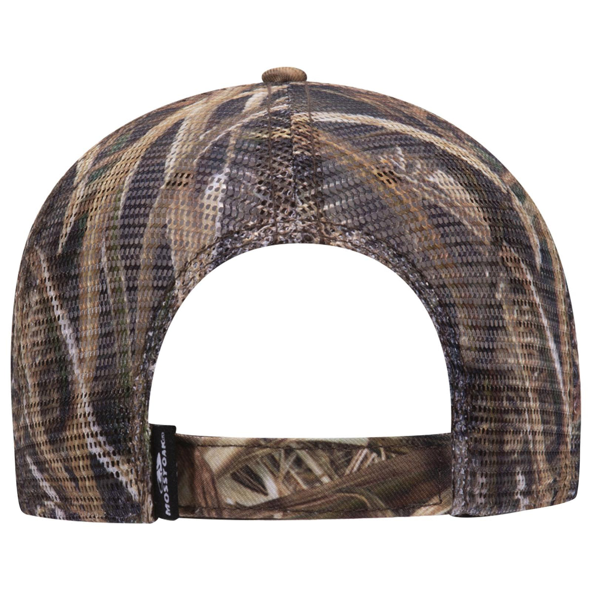 Rear View of MO4 - Shadow Grass Blades OTTO CAP Mossy Oak Camouflage Superior Polyester Twill 6 Panel Low Profile Mesh Back Trucker Hat