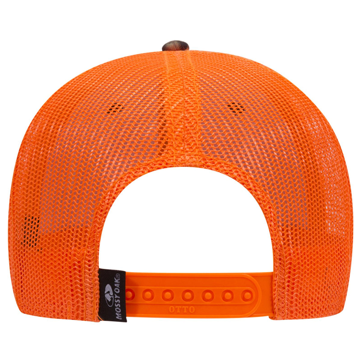 Rear View of MO409 - Shadow Grass Blades/N.Org OTTO CAP Mossy Oak Camouflage 6 Panel Low Profile Mesh Back Trucker Hat