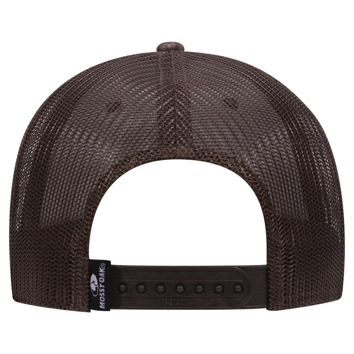 Rear View of MO439 - Shadow Grass Blades/Dk. Brn OTTO CAP Mossy Oak Camouflage 6 Panel Low Profile Mesh Back Trucker Hat