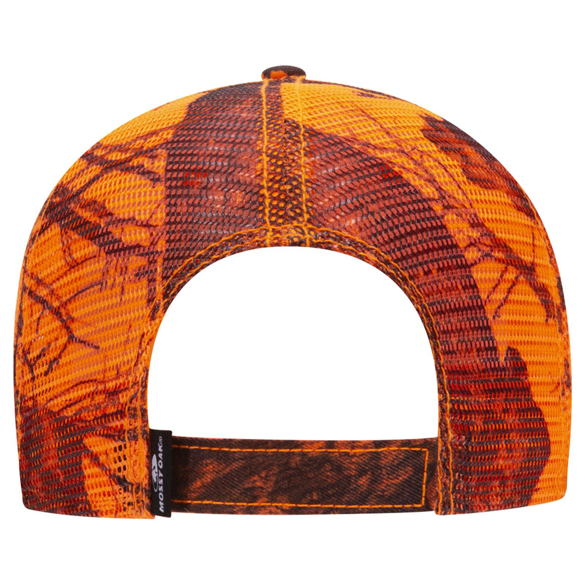 Rear View of MO6 - Blaze OTTO CAP Mossy Oak Camouflage Superior Polyester Twill 6 Panel Low Profile Mesh Back Trucker Hat
