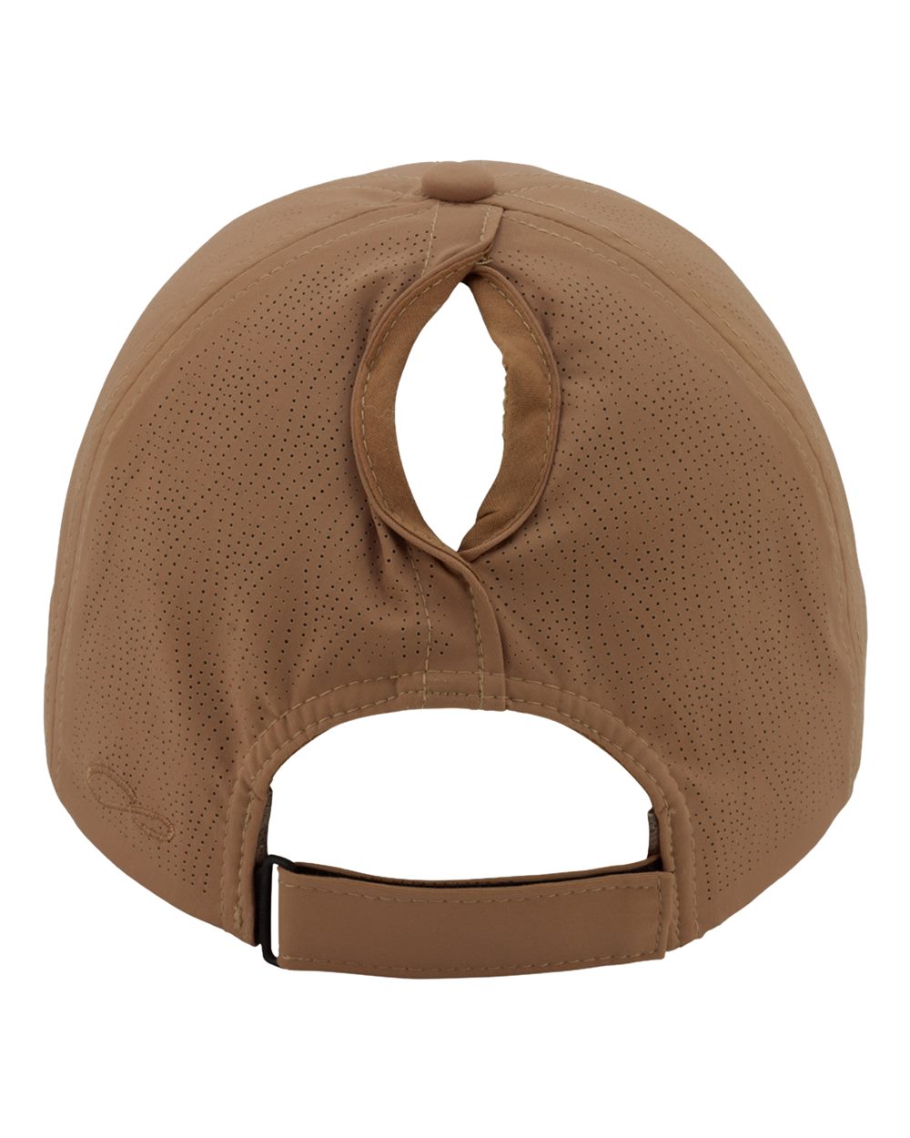 Rear View of Mocha Mousse/ Stripes Women's Perforated Performance Cap - SOPHIE