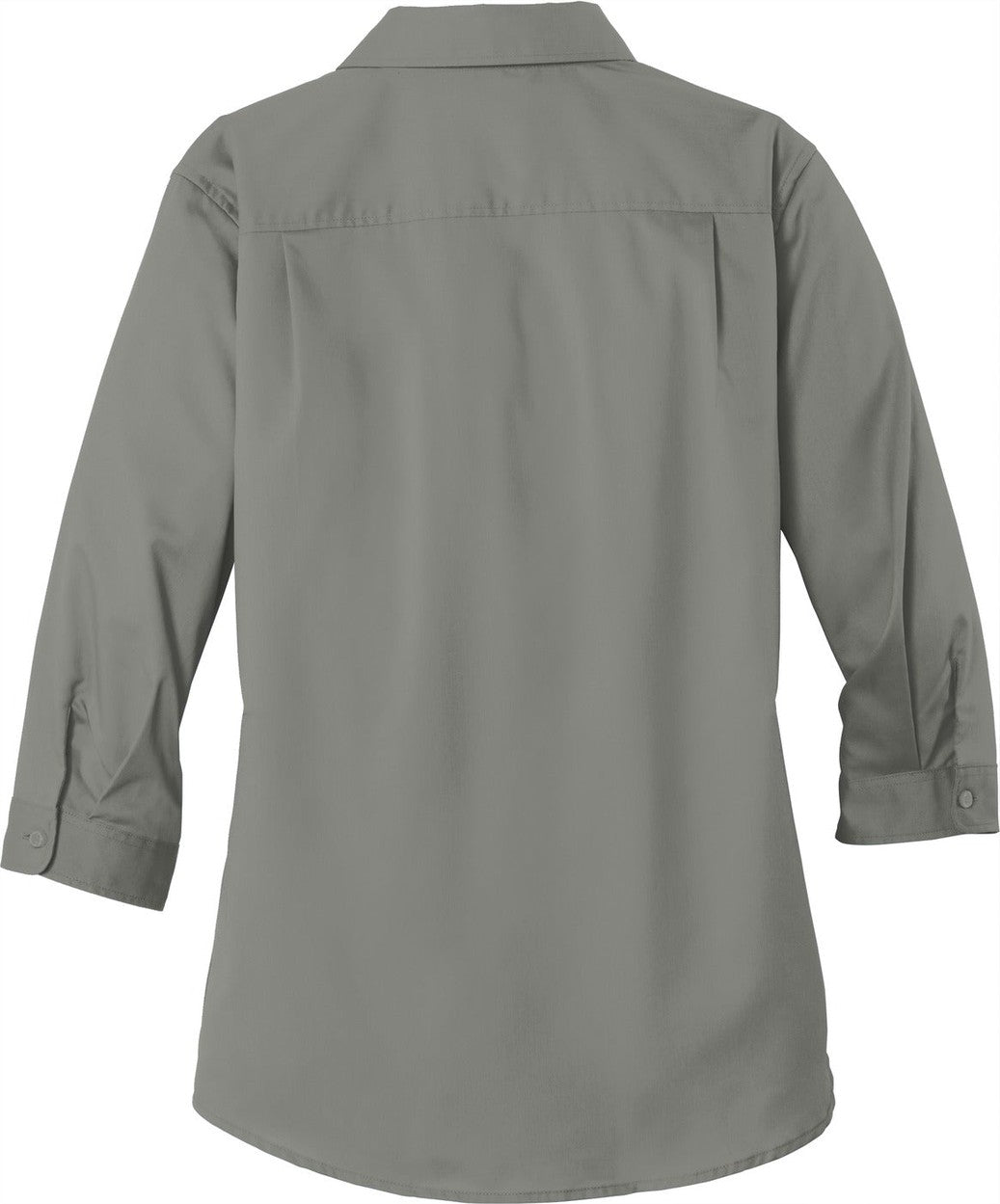 Front View of Monument Grey Port Authority Women's 3/4-Sleeve SuperPro Twill Shirt. L665