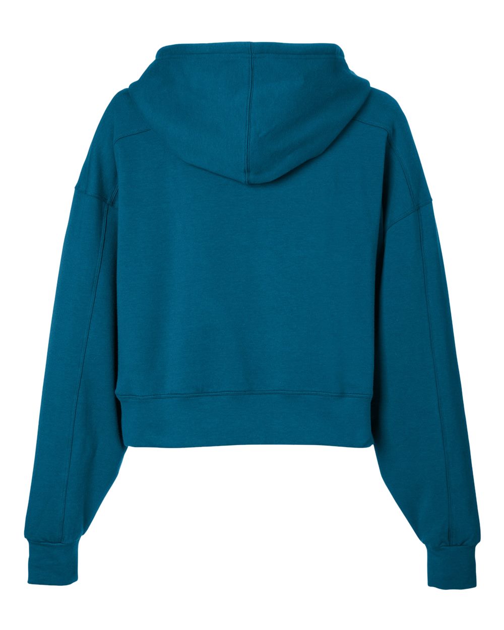 Rear View of Moroccan Blue Women's Vintage Oversized Cropped Hooded Sweatshirt - PDP1725