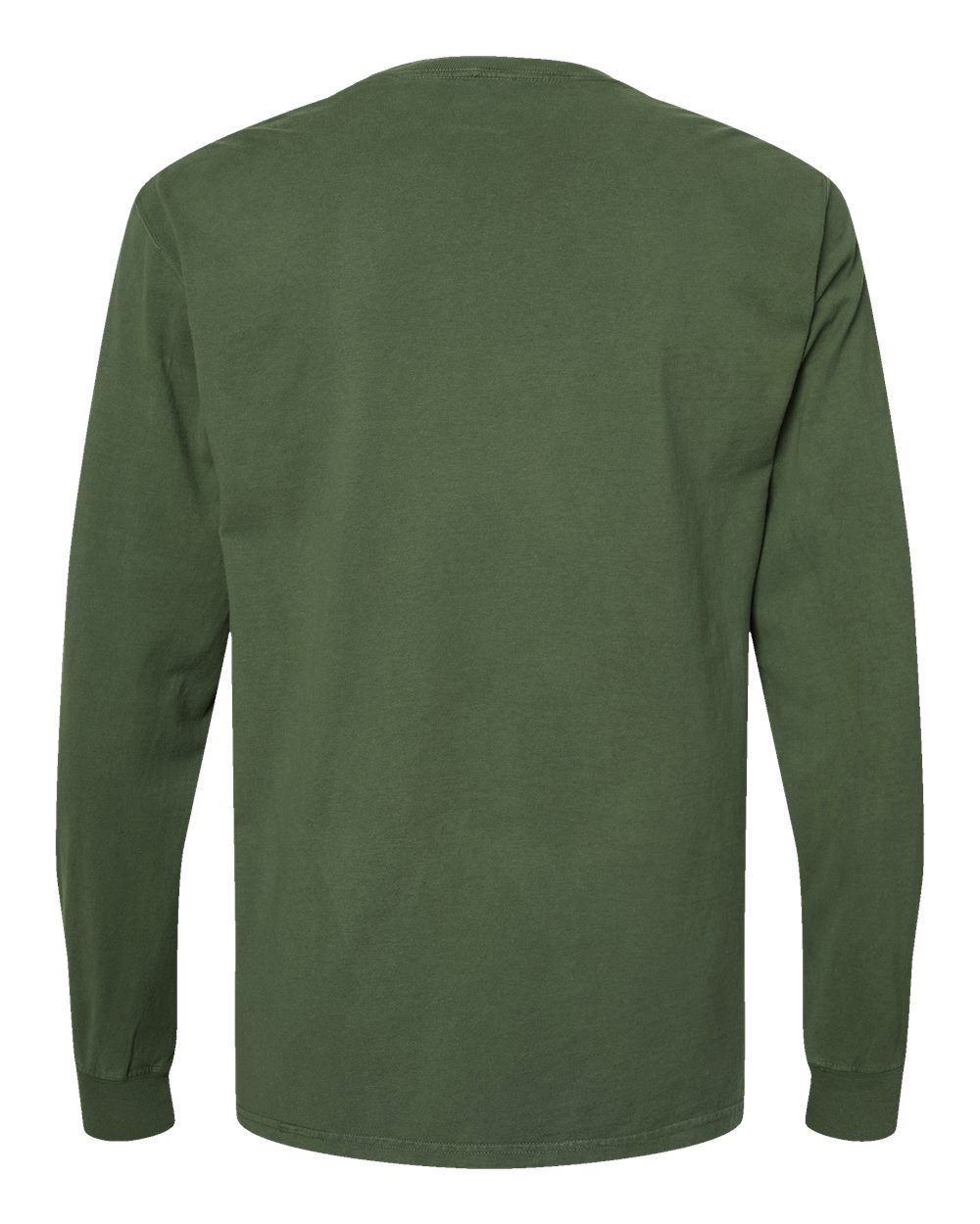 Front View of Moss Garment-Dyed Long Sleeve T-Shirt - GDH200