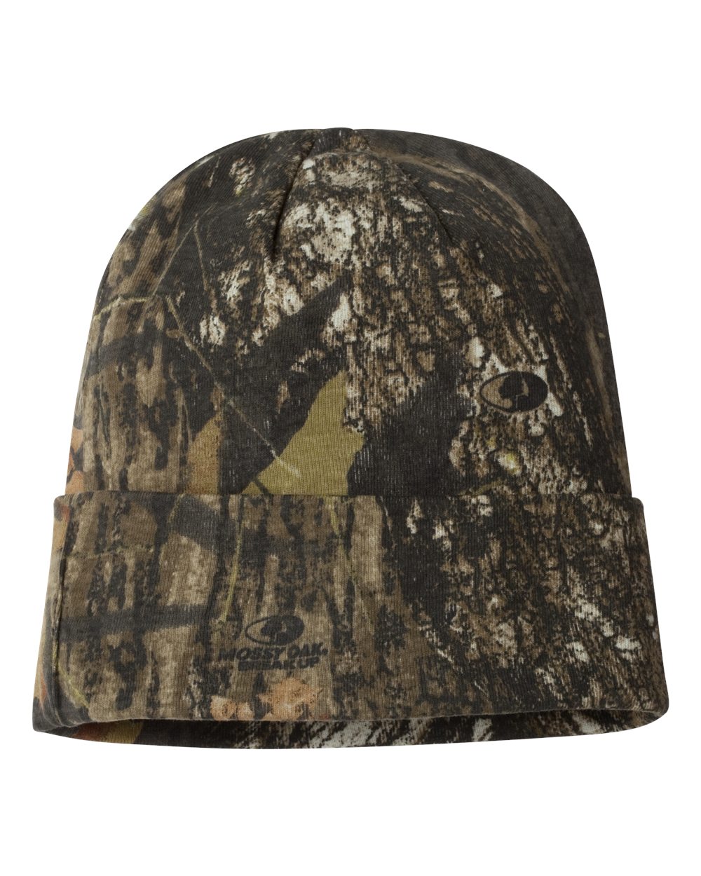 Front View of Mossy Oak BreakUp 12" Licensed Camo Cuffed Beanie - LCB12
